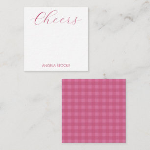 Personalized Pink Gingham Card