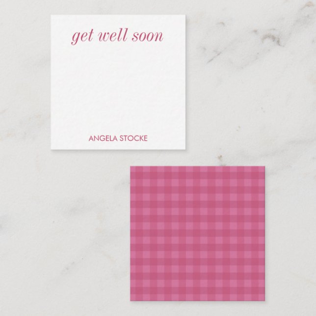 Personalized Pink Gingham Card (Front/Back)