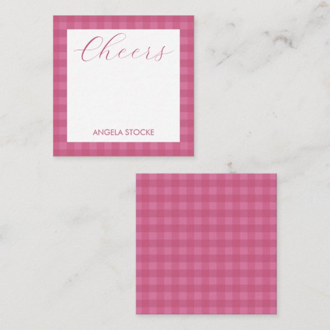 Personalized Pink Gingham Card (Front/Back)