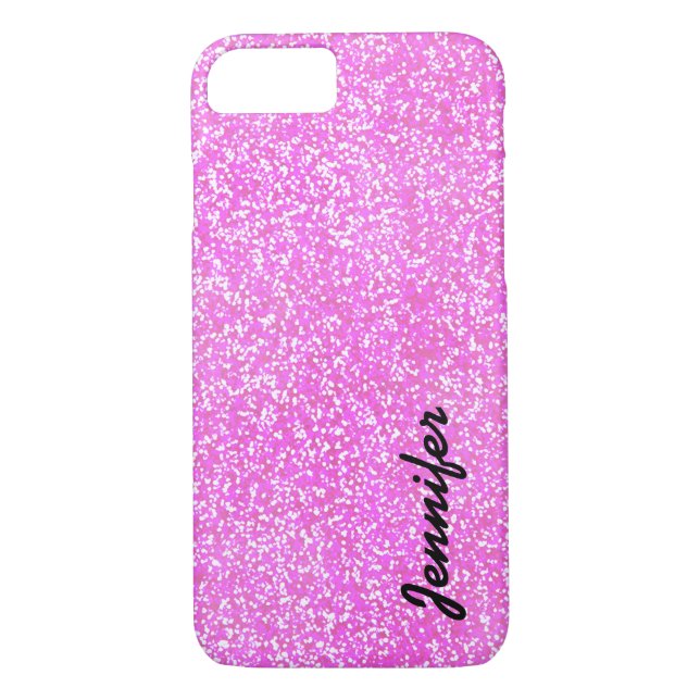 PERSONALIZED Pink GIRLY GLITTER CASE WITH NAME (Back)