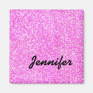 PERSONALIZED Pink GIRLY GLITTER WITH NAME Magnet