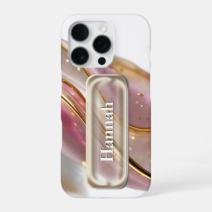 Personalized Pink Gold Glass UI Button Name  iPhone 16 Pro Case