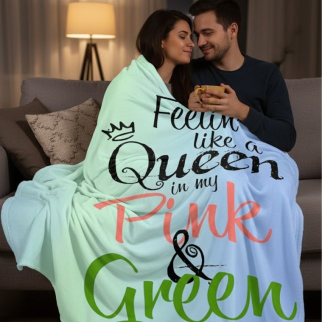 Personalized Pink & Green Gradient Cozy Plush Fleece Blanket (Creator Uploaded)