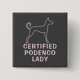 Personalized Pink Grey Podenco Dog  15 Cm Square Badge
