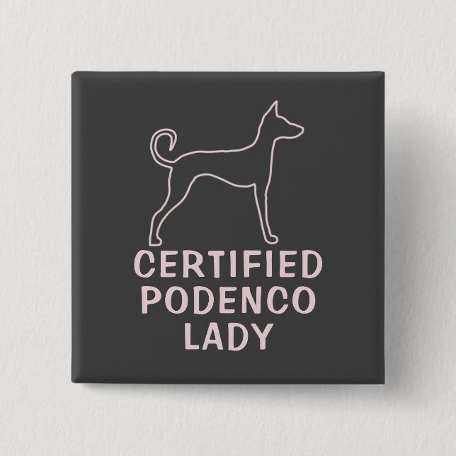 Personalized Pink Grey Podenco Dog  15 Cm Square Badge (Front)