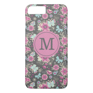 Personalized Pink Grey Pretty Floral iPhone 8 Plus/7 Plus Case