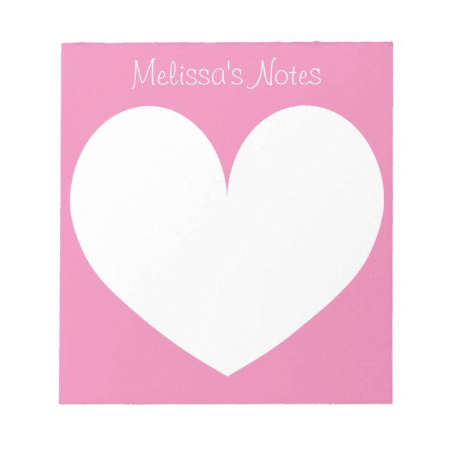 Personalized pink heart writing note pads (Front)