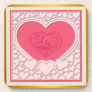 Personalized Pink Hearts Valentine's Day Gift Coaster
