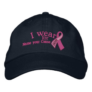Personalized Pink Hope Cancer Ribbon Your Text Embroidered Hat