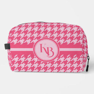 Personalized Pink Houndstooth Monogram Initials Dopp Kit