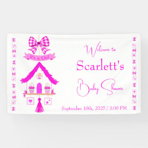 Personalized Pink House It's a Girl Banner