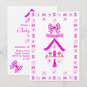 Personalized Pink House It's a Girl Invitation