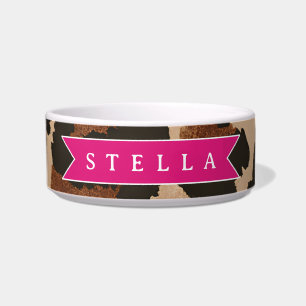 Personalized Pink Leopard Print Chic Animal Print Bowl