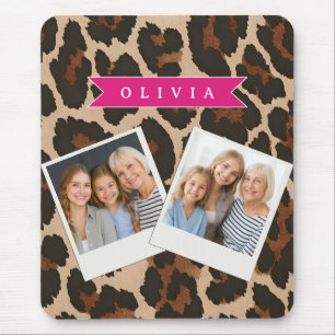 Personalized Pink Leopard Print Chic Animal Print Mouse Mat