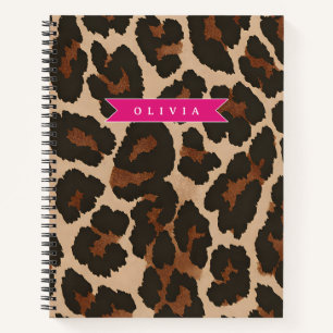 Personalized Pink Leopard Print Chic Animal Print Notebook