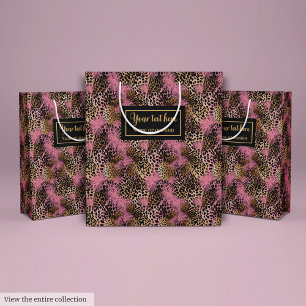 Personalized pink leopard skin luxury gift wrap medium gift bag