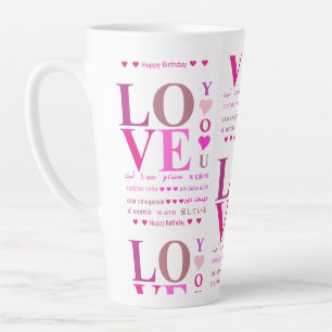 Personalized Pink "LOVE You" in Romance Languages Latte Mug