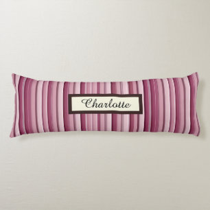 Personalized Pink Mauve Stripes Body Pillow