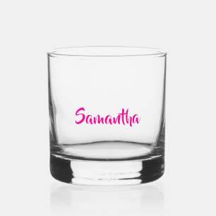 Personalized Pink Monogram Name Whiskey Glass