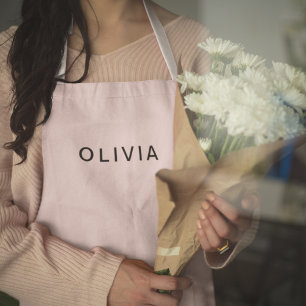 Personalized Pink & Name Monogram   Elegant Custom Apron