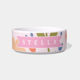 Personalized pink nordic cute folk floral pattern bowl
