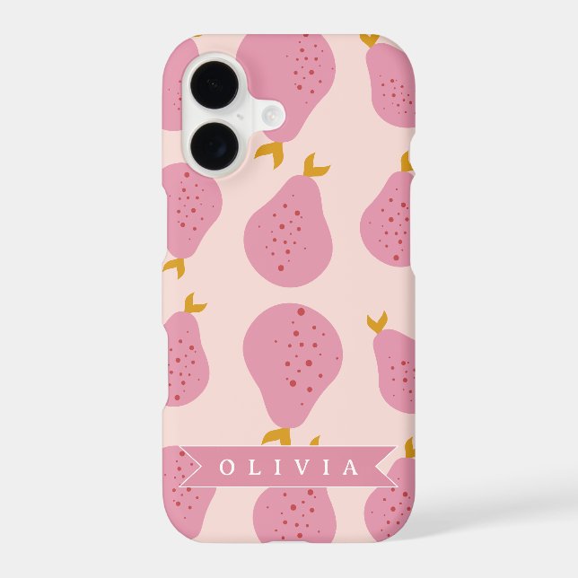 Personalized Pink Pear Pattern Cute Girly Fruit (Back)