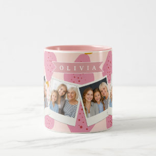 Personalized Pink Pear Pattern Cute Girly Fruit Two-Tone Coffee Mug