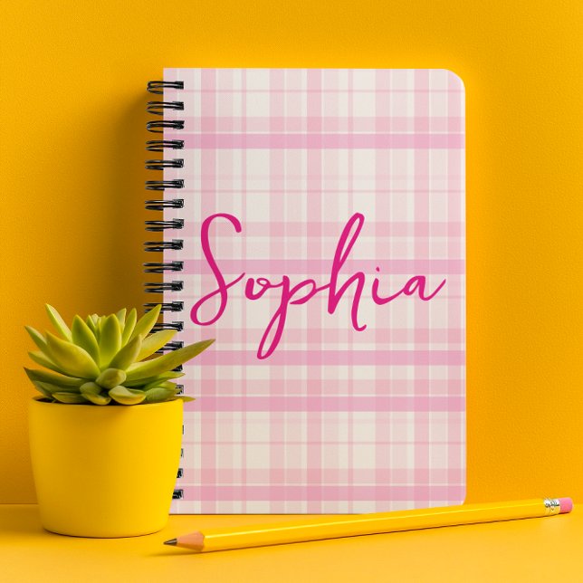 Personalized Pink Plaid Planner with Name  (Creator Uploaded)