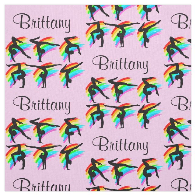 PERSONALIZED PINK RAINBOW GYMNASTICS FABRIC (Swatch)