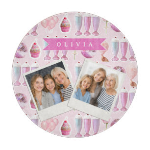 Personalized Pink Retro Milkshake Cute Coquette Cutting Board