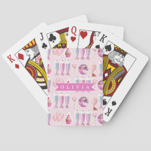 Personalized Pink Retro Milkshake Cute Coquette Playing Cards