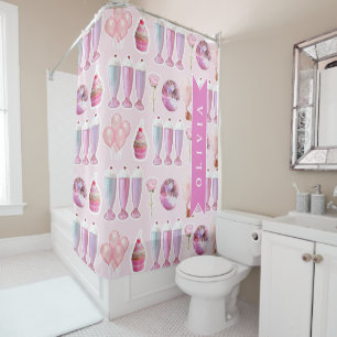 Personalized Pink Retro Milkshake Cute Coquette Shower Curtain