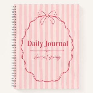Personalized Pink Ribbon Name Custom Elegant Notebook