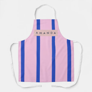 Personalized Pink & Royal Blue Stripe Design Apron