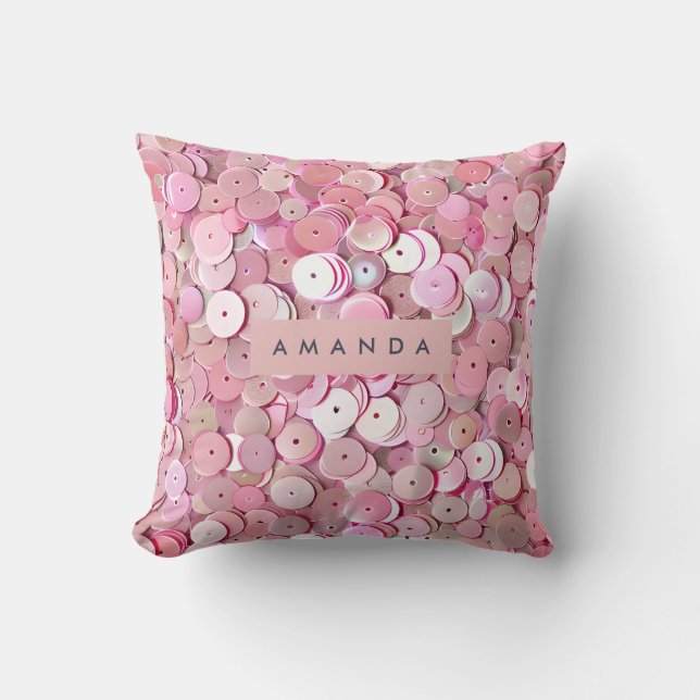 Personalized Pink Sequin Shimmer Cushion (Front)