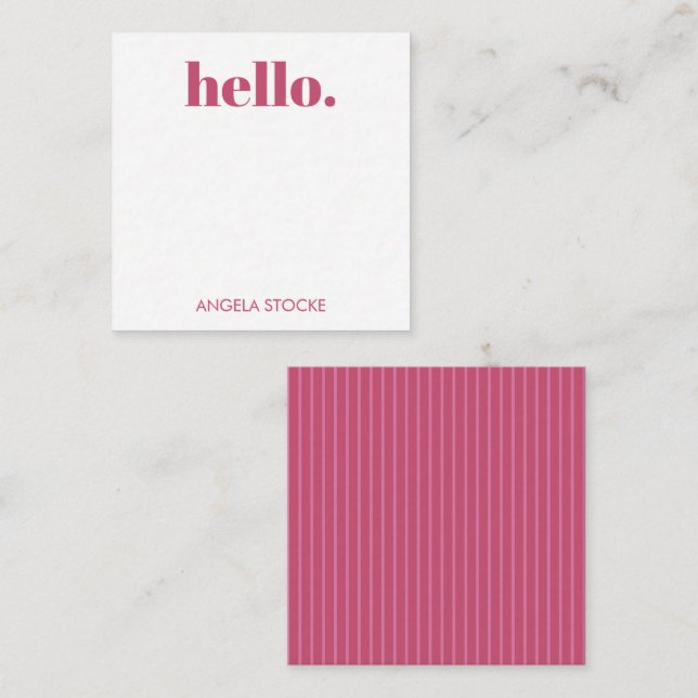 Personalized Pink Stripe Card (Front/Back)