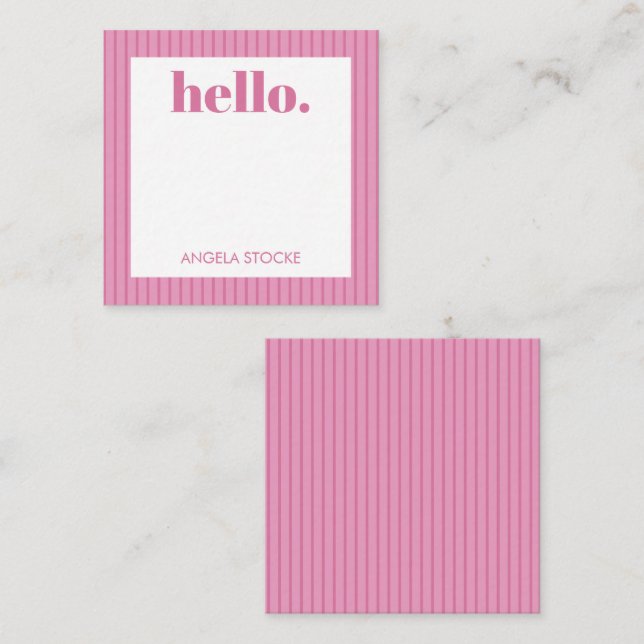 Personalized Pink Stripe Card (Front/Back)