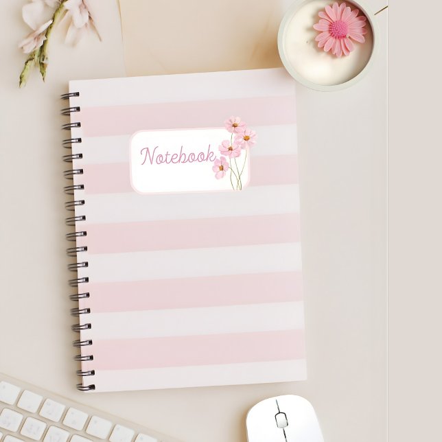 Personalized Pink Stripe Floral Spiral Notebook (Creator Uploaded)