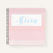 PERSONALIZED PINK STRIPED DESIGN Notebook