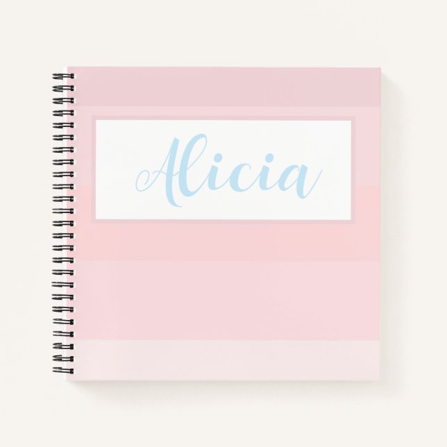 PERSONALIZED PINK STRIPED DESIGN Notebook (Front)