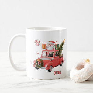 Personalized Pink Truck Christmas Coffee Mug