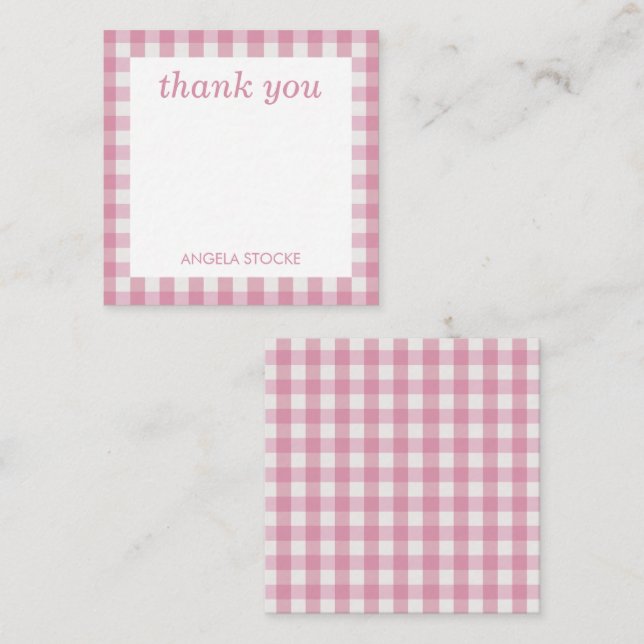 Personalized Pink White Gingham Card (Front/Back)
