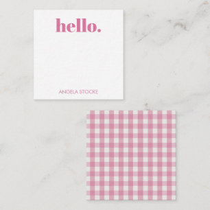 Personalized Pink White Gingham Card
