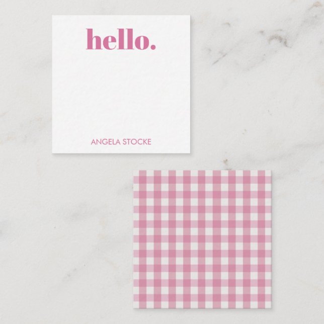 Personalized Pink White Gingham Card (Front/Back)