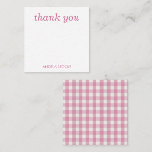 Personalized Pink White Gingham Card