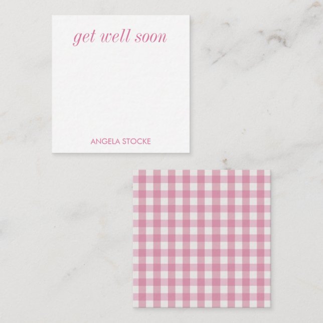 Personalized Pink White Gingham Card (Front/Back)