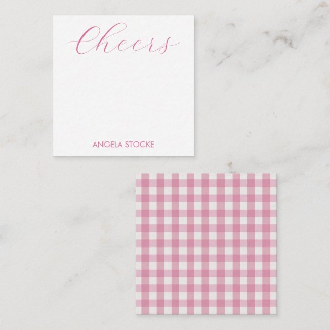 Personalized Pink White Gingham Card (Front/Back)