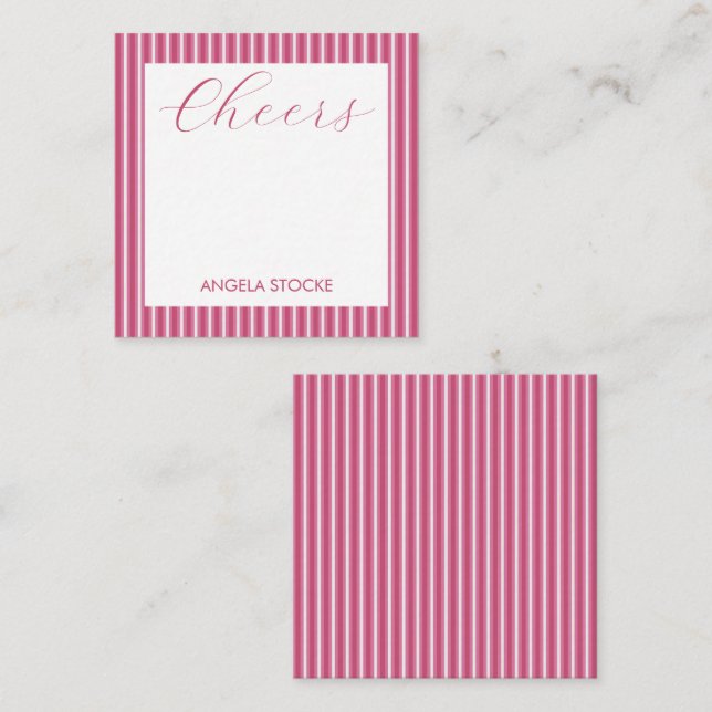 Personalized Pink White Stripe Card (Front/Back)