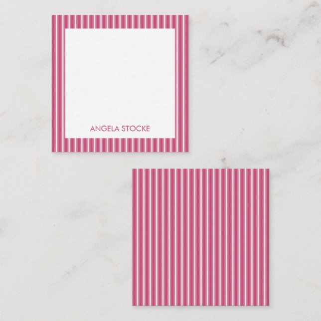 Personalized Pink White Stripe Card (Front/Back)