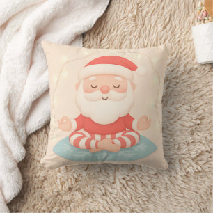Personalized Pink Yoga Santa Meditation Christmas Cushion